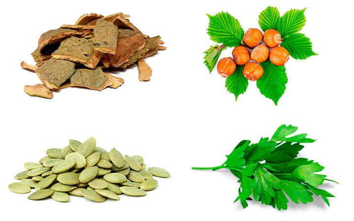 Beliebte Heilmittel gegen Prostatitis sind Pappelrinde, Kürbiskerne, Petersilie und Haselnüsse.