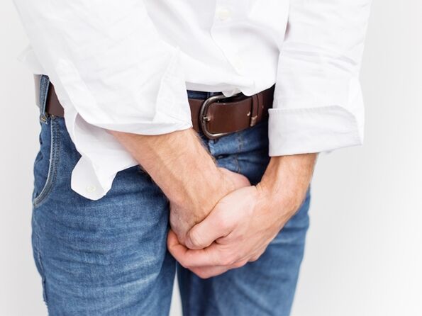 Schmerzen in der Leiste aufgrund einer bakteriellen Prostatitis.