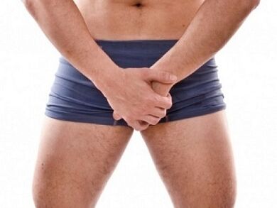 Schmerzen im Genitalbereich und in den Hoden bei nicht entzündlicher Form der Prostatitis. 